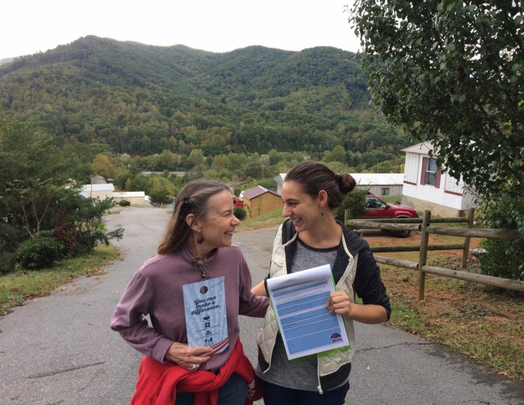 Erica (l) and Lia Kaz, canvassing.